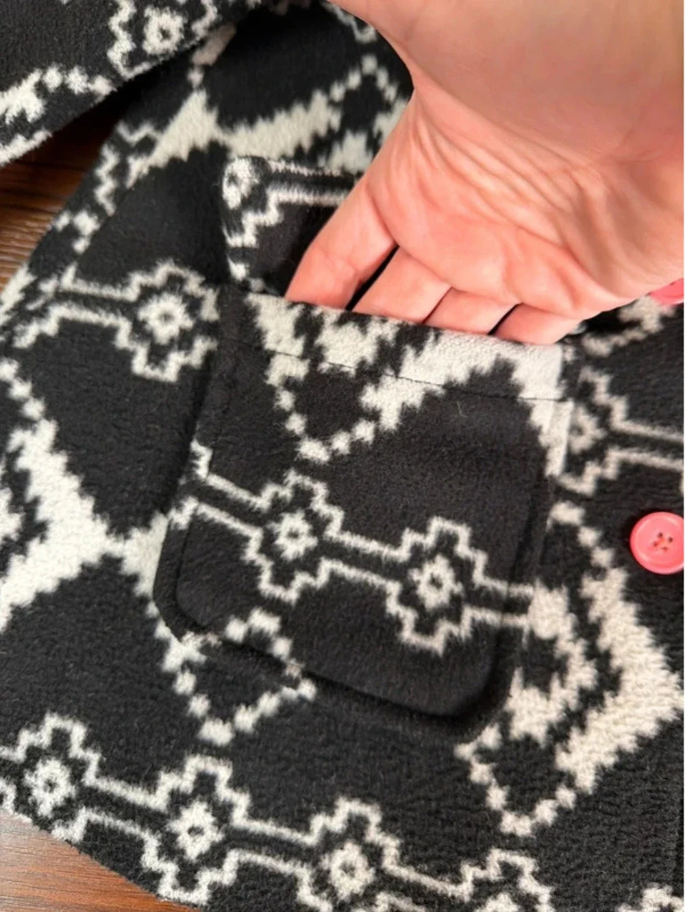 Black Gray Aztec Coat Button Coat 4T